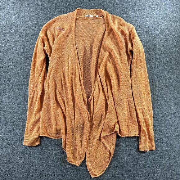 Uniqlo 100% Linen Cardigan  Mended Apricot Orange Boho Vibe - Picture 1 of 6